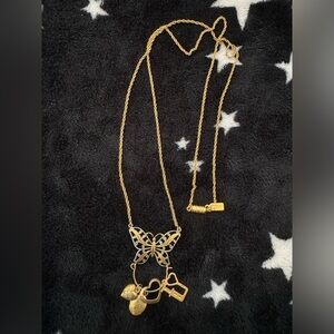 Long Gold And Silver Butterfly Necklace